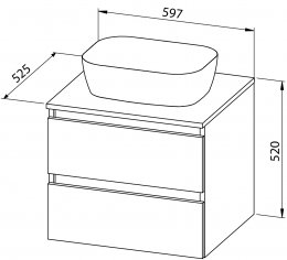Base mobile STELLA TOP 60 con lavabo in ceramica