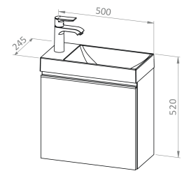 Omarica LYRA 50 z umivalnikom, L/D